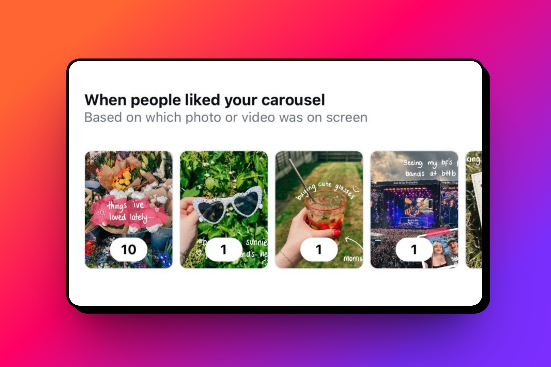 Pronto sabrás qué imagen del carrusel recibió más likes en Instagram